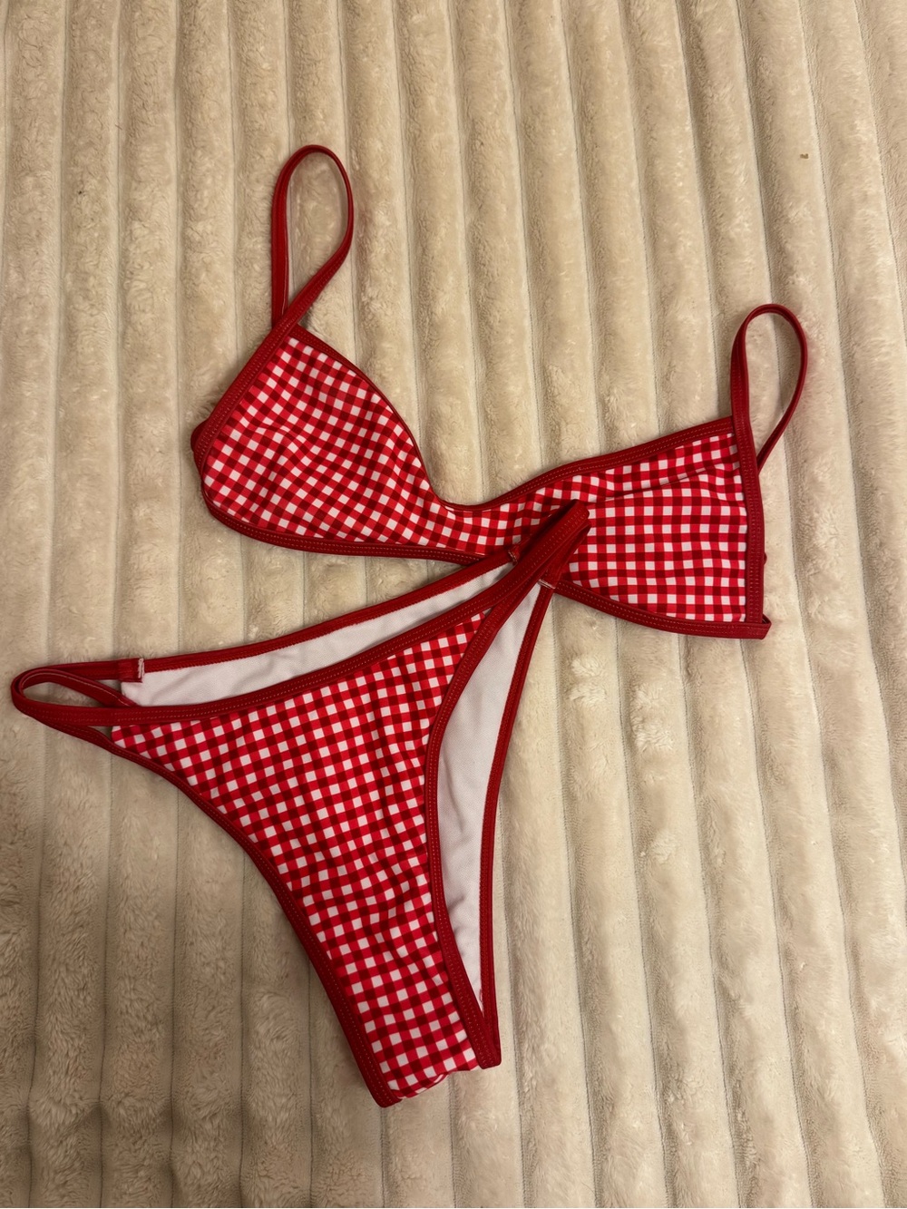 red gingham bikini